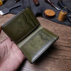 Handcrafted Olive Green Italian Pueblo Leather Card Holder
