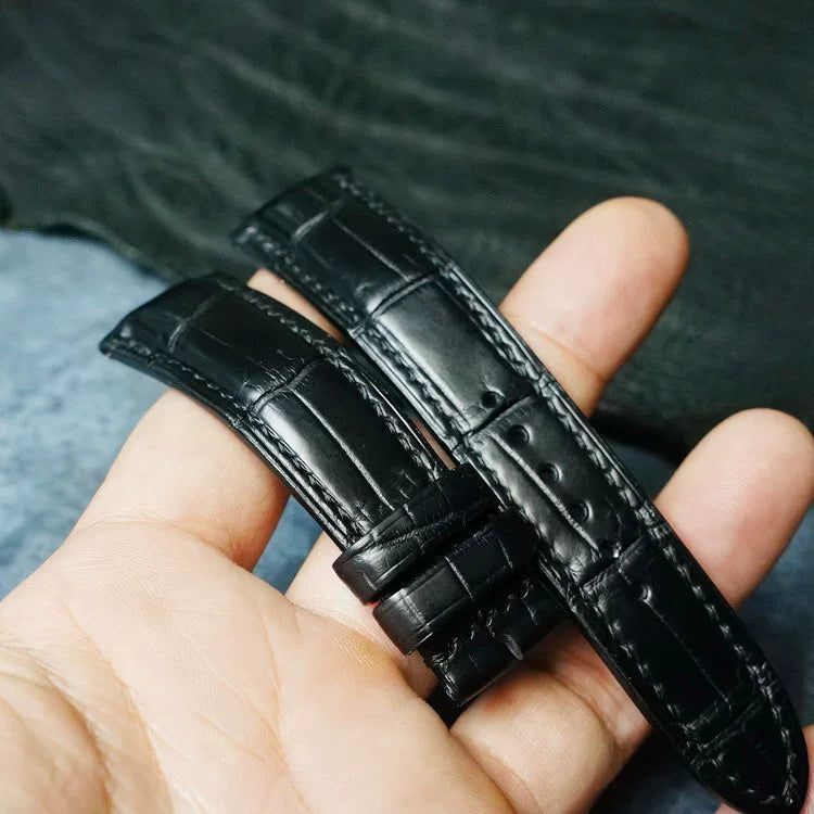 Handcrafted Black American Alligator Leather Watch Strap