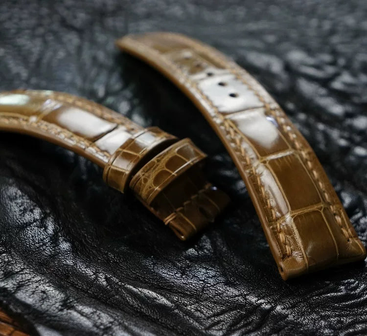 Handcrafted Golden Brown Alligator Watch Strap – HCP French Tannery Leather
