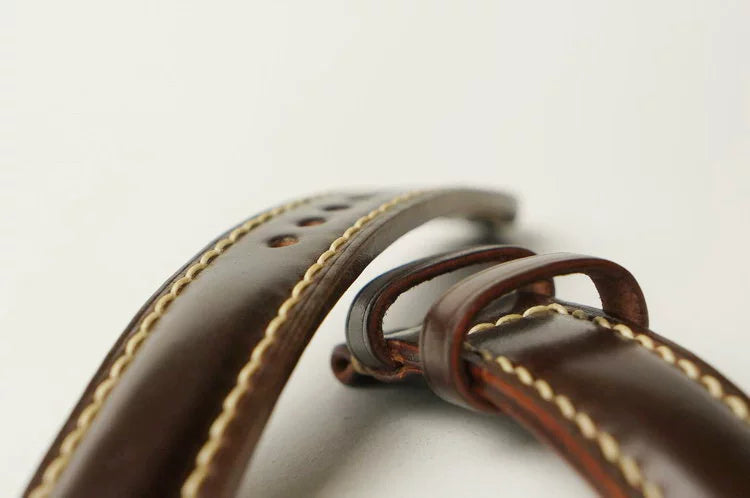 Handcrafted Dark Brown Horween Shell Cordovan Watch Strap