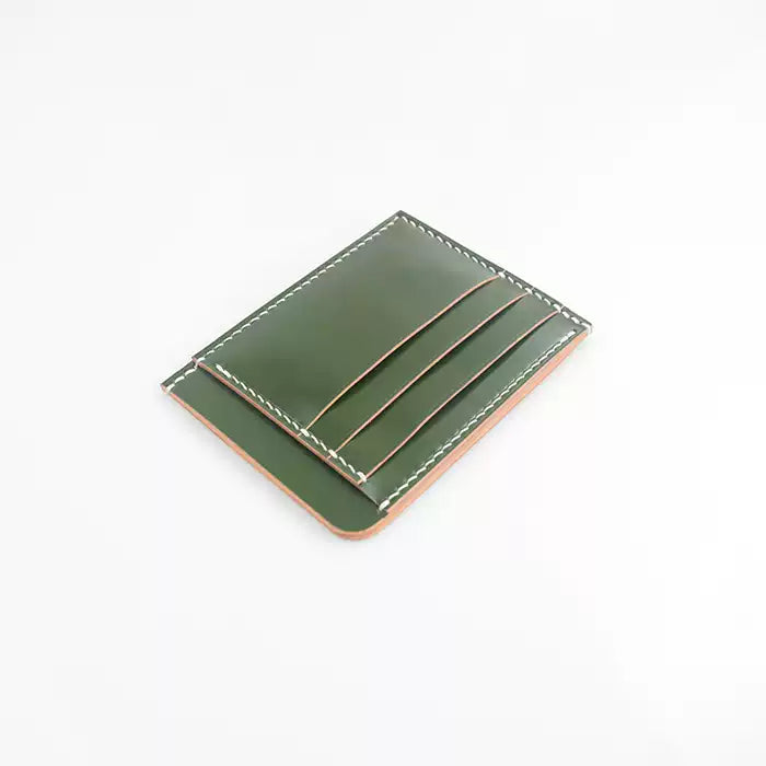 Handcrafted Vegetable-dyed Olive Green Shell Cordovan Leather Cardholder