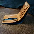 Handcrafted Navy Blue Shell Cordovan Leather Wallet with Italian Gattuso Oily Calfskin Lining