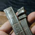 Handcrafted Dove Gray American Alligator Leather Watch Strap