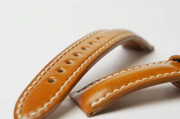 Handcrafted Amber Shell Cordovan Leather Watch Strap
