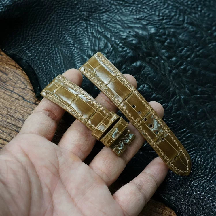 Handcrafted Golden Brown Alligator Watch Strap – HCP French Tannery Leather