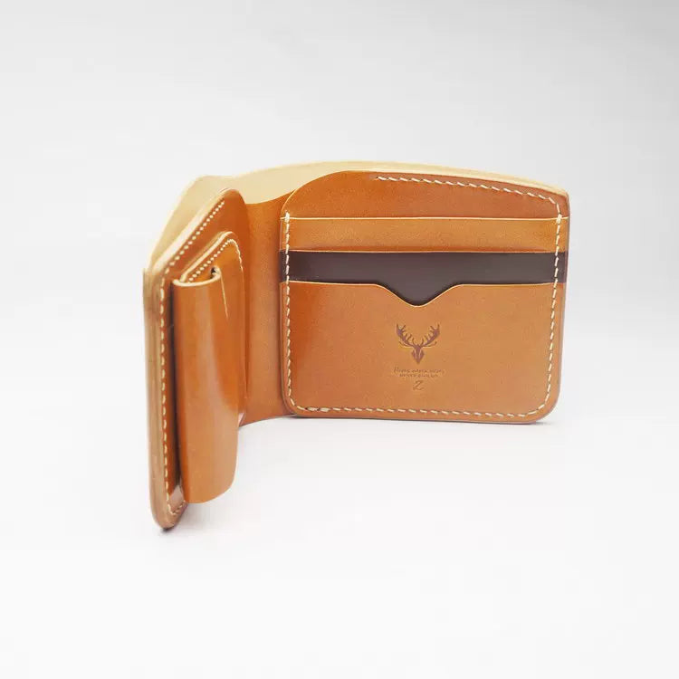 Handcrafted Oil Aniline Dyed Amber Shell Cordovan Leather Wallet
