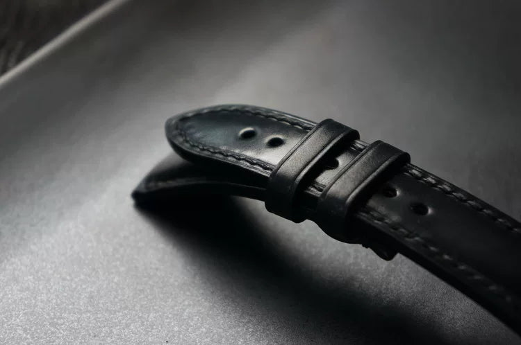 Handcrafted Black Horween Shell Cordovan Watch Strap