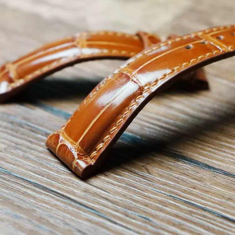 Handcrafted Ginger Alligator Watch Strap – HCP French Tannery Leather