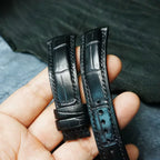 Handcrafted Black American Alligator Leather Watch Strap