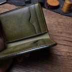 Handcrafted Olive Green Italian Pueblo Leather Card Holder