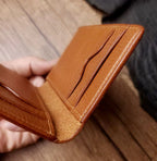 Handcrafted Italian Tuscany Stuffed Leather Cardholder With Natural Tumbled Grain & Rich Pull-Up