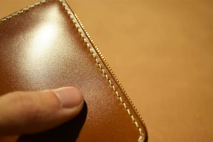 Handcrafted Oil Aniline Dyed Amber Shell Cordovan Leather Wallet