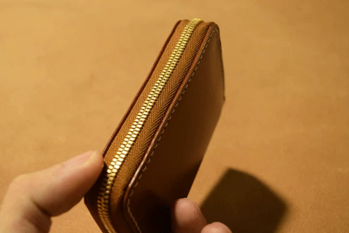 Handcrafted Oil Aniline Dyed Amber Shell Cordovan Leather Wallet