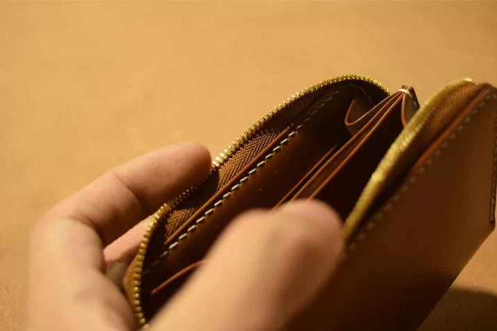 Handcrafted Oil Aniline Dyed Amber Shell Cordovan Leather Wallet
