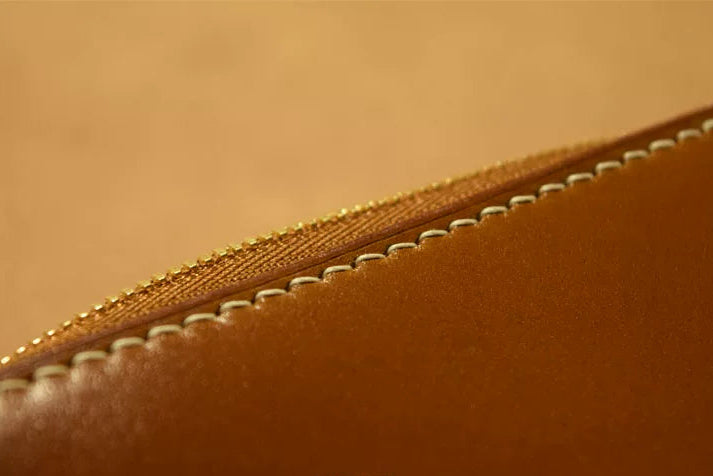 Handcrafted Oil Aniline Dyed Amber Shell Cordovan Leather Wallet