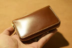 Handcrafted Oil Aniline Dyed Amber Shell Cordovan Leather Wallet