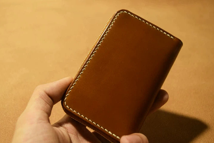 Handcrafted Oil Aniline Dyed Amber Shell Cordovan Leather Wallet